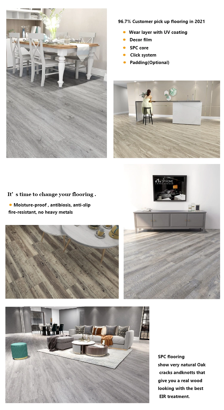 Waterproof Wood Design 5mm Rvp Rigid Spc Vinyl Tile Home Floor